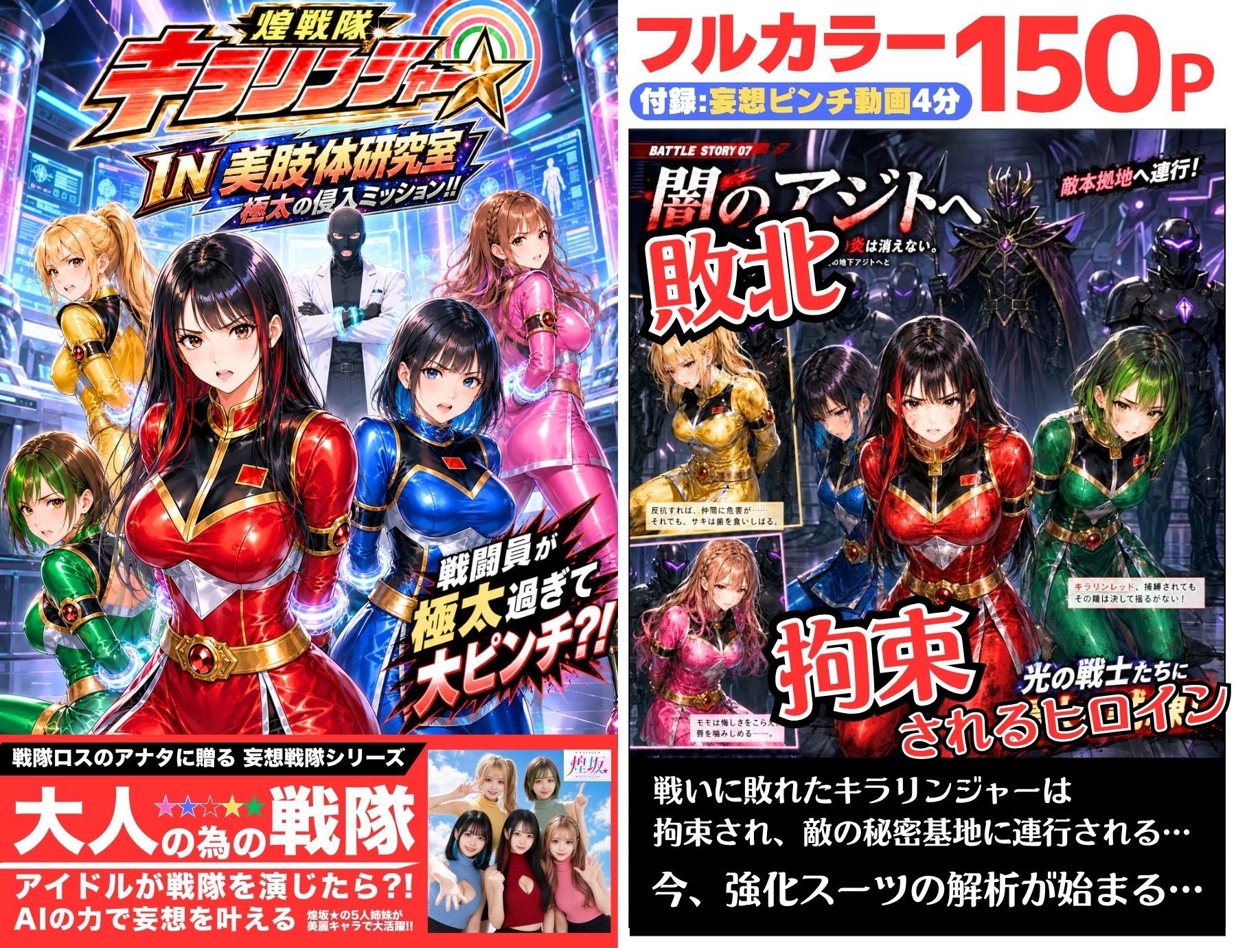 煌戦隊キラリンジャーIN美肢体研究室・極太の侵入ミッション〜敵アジトで拘束された戦隊ヒロインは戦闘員が極太過ぎて大ピンチ？/戦隊ロスのアナタに贈る『大人の為の戦隊』シリーズ〜 サンプル画像 1