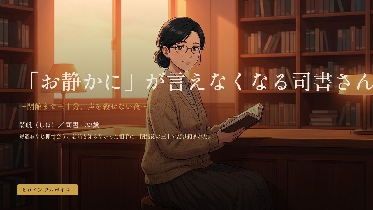 「お静かに」が言えなくなる司書さん 〜閉館まで三十分、声を殺せない夜〜 サンプル画像 1