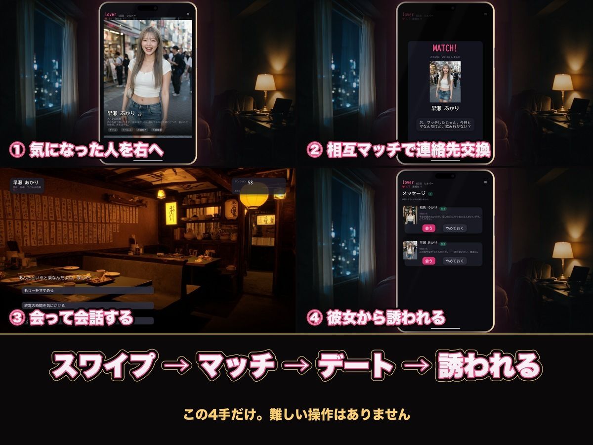 【実写系Hゲーム】ヤリモクしかいない出会い系アプリ 〜スワイプで即ハメ、素人娘20人全員とヤれる〜 サンプル画像 3